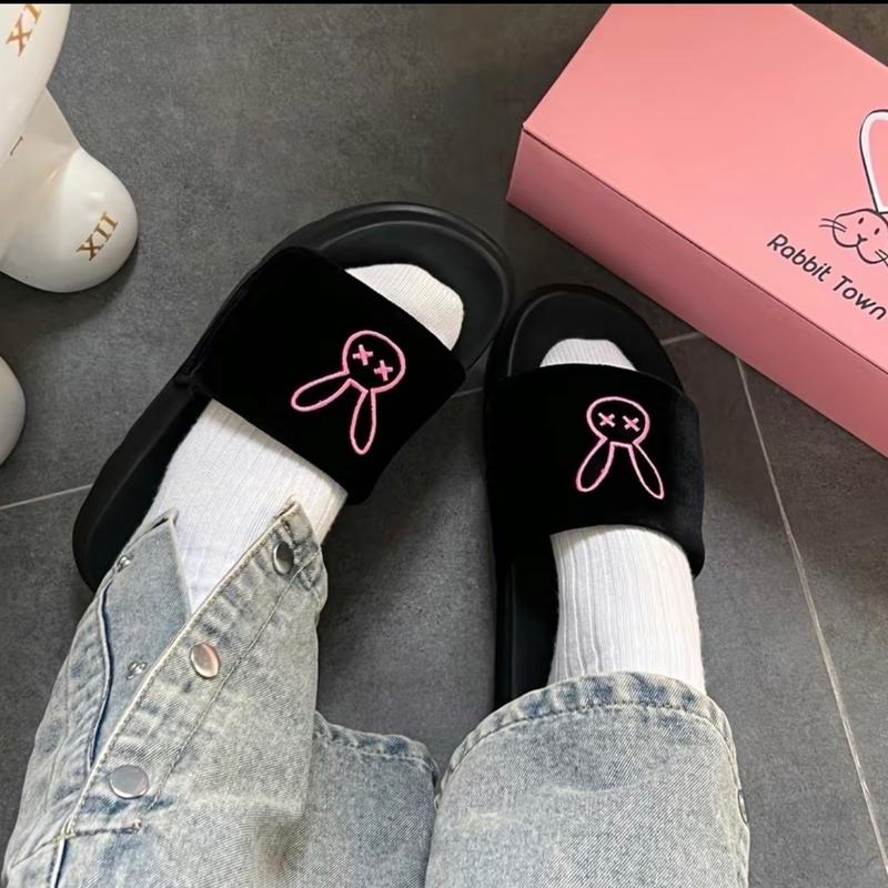 Dép Rabbit quai ngang thêu logo chất quai nhung sang xin mịn,đế eva không thấm nước không hôi chân đế cai 4 phân Slipper DéP Nam
