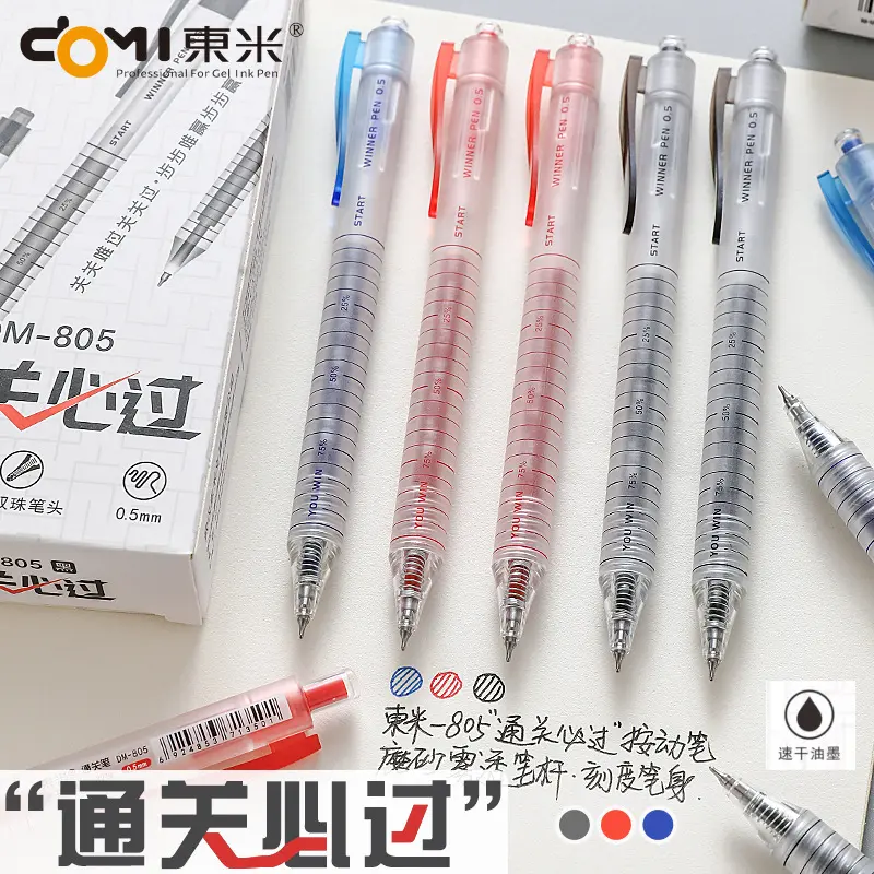 [5-Pack Pens]Exam Success Gel Pen 805 – Student Pro CS Dual-Ball Tip 0.5mm Quick-Dry Writing Pen, Blue/Black/Red Matte Scale Barrel