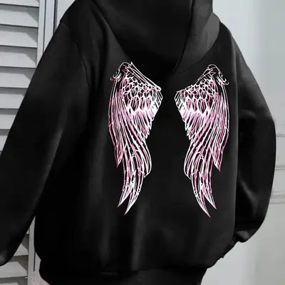 Angel wing hoodie plus size hotsell