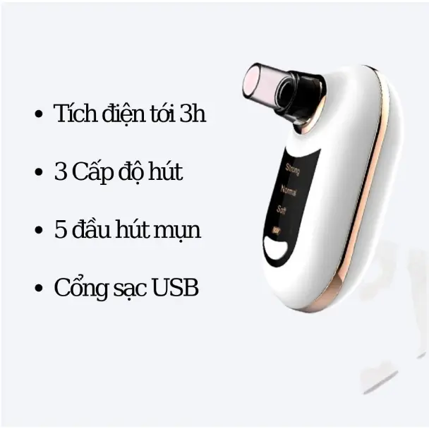 Máy Hút Mụn Cầm Tay Mini Tích Điện, 3 Cấp Độ Hút Mụn Đầu Đen Mụn Cám Sợi Bã Nhờn Skincare 1