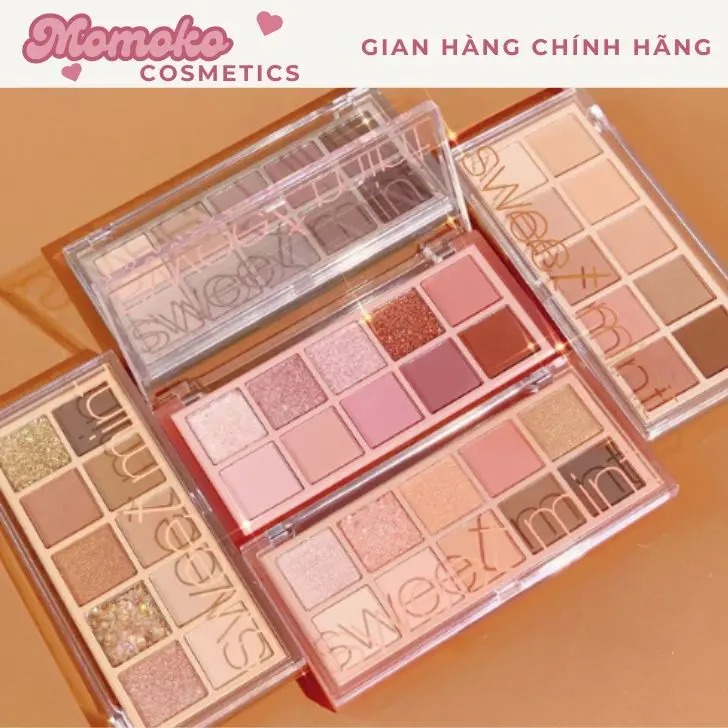 Bảng Phấn Mắt Nhũ Lì 10 Ô Sweet Mint Ứng Lì Nhũ Bạc Hà Tông Màu Tự Nhiên Nâu Khối Chống Nước Phong Cách Hàn Quốc