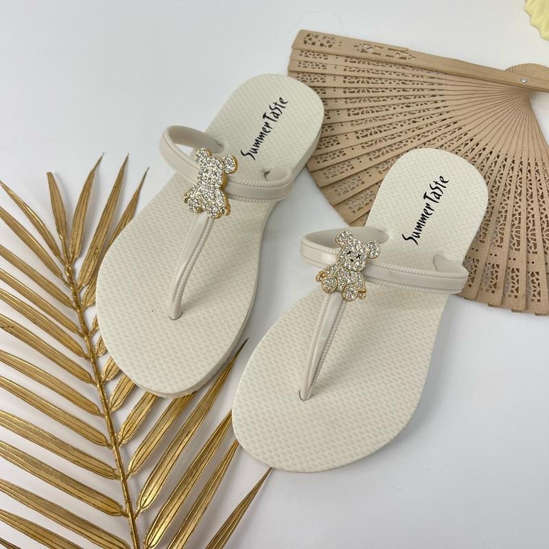 [2 ĐÔI 100 K] Dép CHỮ T gấu Đính Đá, Hàng Ha.Va.Na Dép Kẹp Xỏ Ngón,  Nữ DéP GiàY Shoes