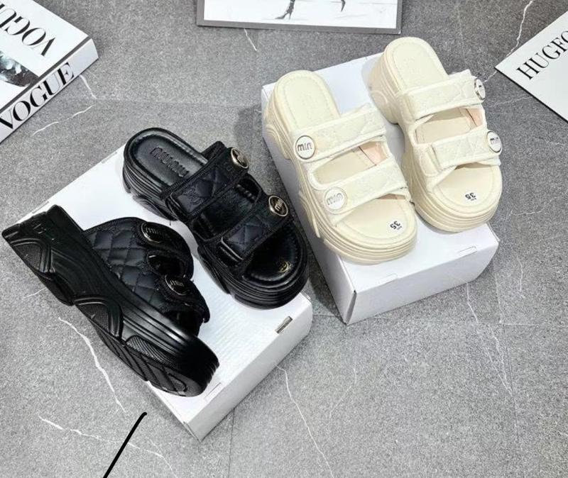 Product Introduction of Dép Lê hai quai may Trần chỉ mác chữ min. Đế cao 5cm - Nữ - DéP Shoes GiàY Nhung 2