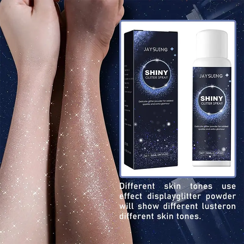 【Tersedia】Glitter Spray Highlighter Powder Shimmer Sparkle Powder Makeup for Face Body Hair Dress Prom Party 60ml 8