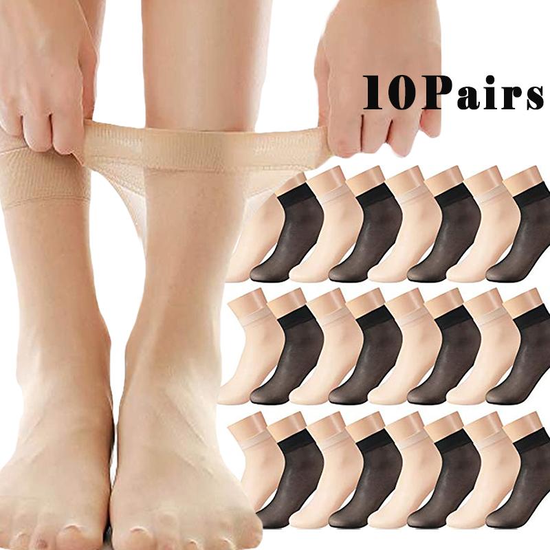 Product Introduction of 10Pairs Nylon Short Socks Women Transparent Thin Silk Socks Clear Dress Stockings for Women Girls Summer Ankle Socks 17