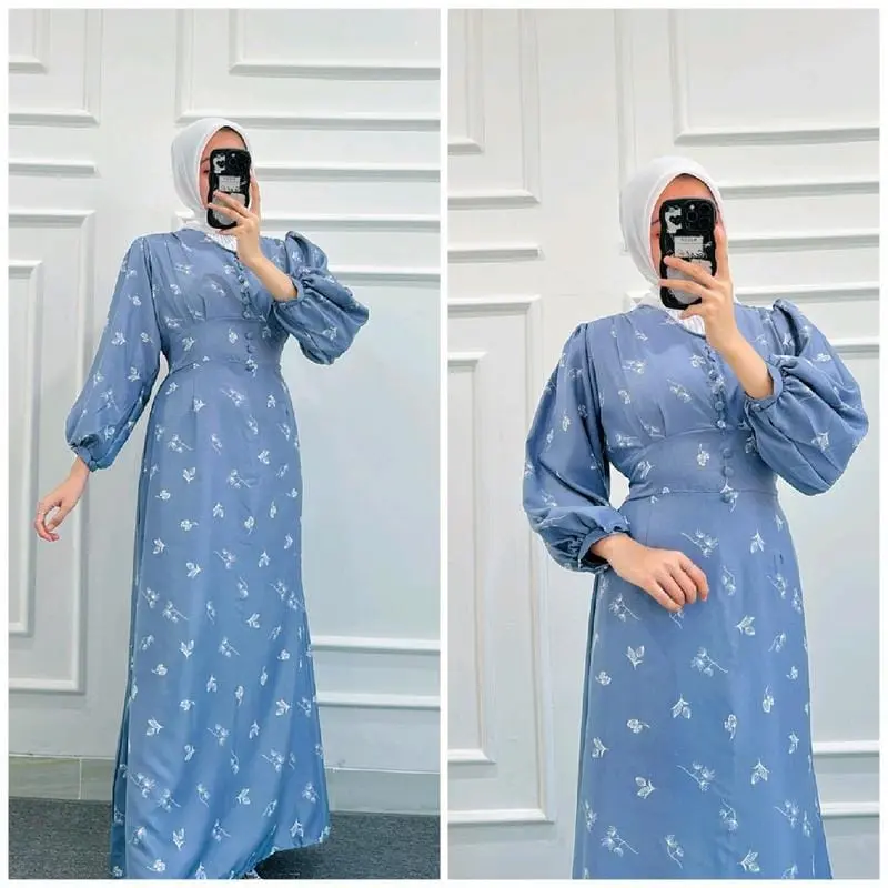 TREXUS - ZFS OOTD DRESS MAXI JEAN FISHTAIL / Adeline Maxi Dress Shakila Kancing Bungkus / Model Dress Duyung Motif Elegan / Pakaian Wanita Muslimah / Pakaian Formal Wanita Remaja ABG / Outfit Wanita Pesta/Kondangan / LongDress Press Body Trendy