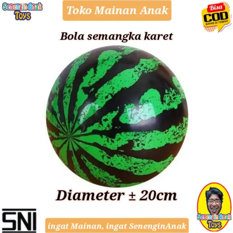 Bola semangka karet Mainan bola karet murah buah semangka - SenenginAnak