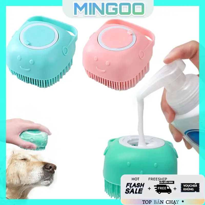 Pet Dog Mèo Bàn Chải Massage Lược Massage Bàn Chải Tắm Tóc Ngắn ，Thiết kế đầu tròn TPR, không làm tổn thương lông 0