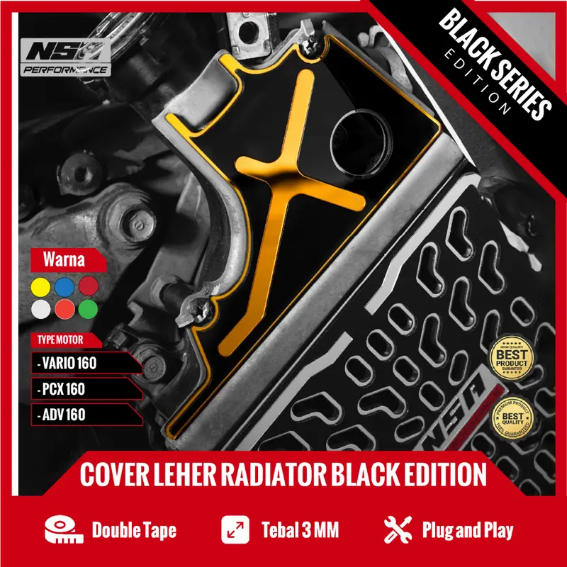 NSA GARNISH COVER LEHER RADIATOR BLACK SERIES VARIO PCX ADV STYLO Leher Radiator Honda 125/150/160 Aksesoris NSA Performance Akrilik Engine Laser Motor Motorcycle 2