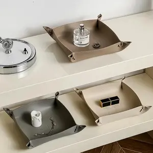 TRAY DESK ORGANIZER PU LEATHER KOTAK SEMI KULIT TEMPAT PENYIMPANAN SERBAGUNA PERHIASAN KUNCI