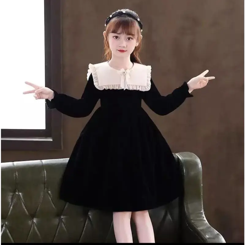 Dress anak lengan panjang / Dress import anak Korean style / Gaun pesta anak perempuan usia 6 7 8 9 10 tahun / Dres anak tanggung/ Kids Queen665 6