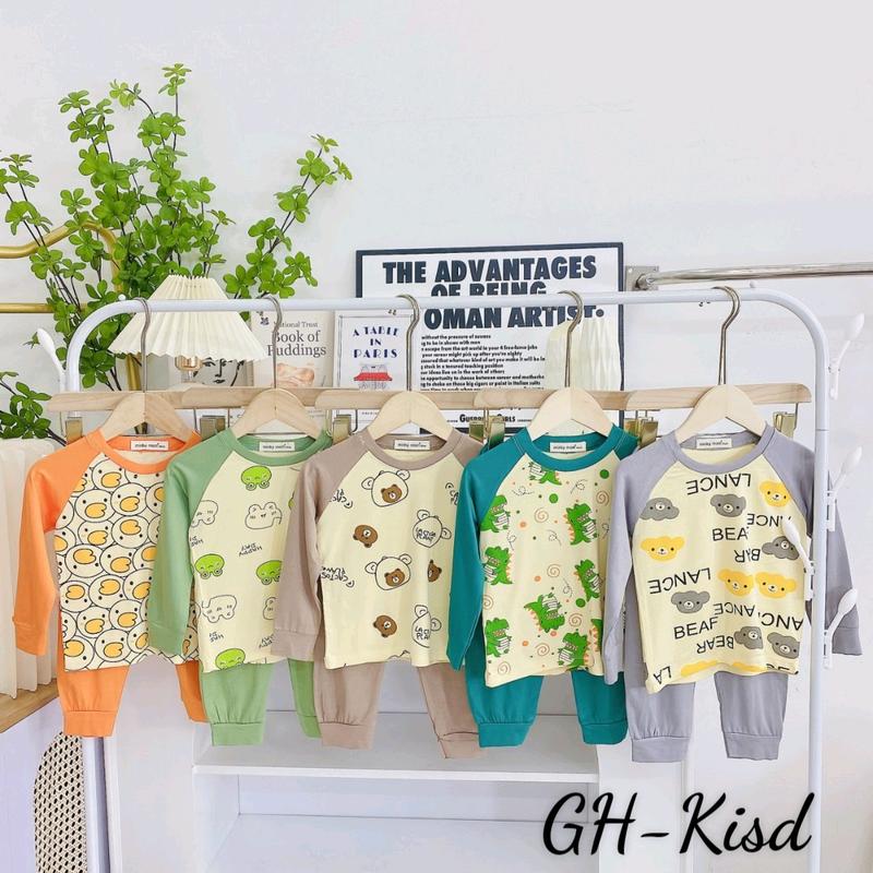 [ 6-26 ký ] Bộ dài tay thun lạnh Minkymom cho bé mặc ngủ điều hoà, mặc đi học đi chơi