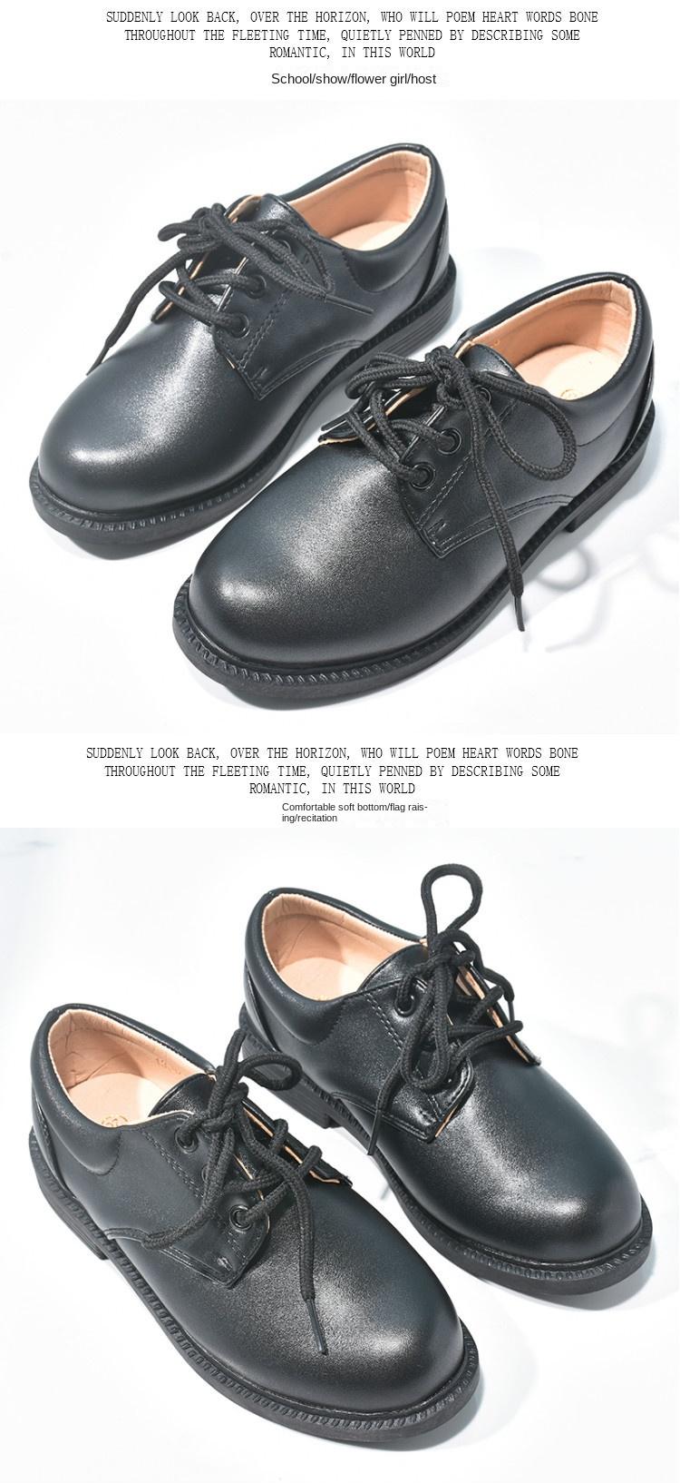 Product Introduction of White Boys' Leather Shoes Preppy Style Campus Chorus Performance Shoes Middle and Large Children Students with Suit Dress Shoes 17