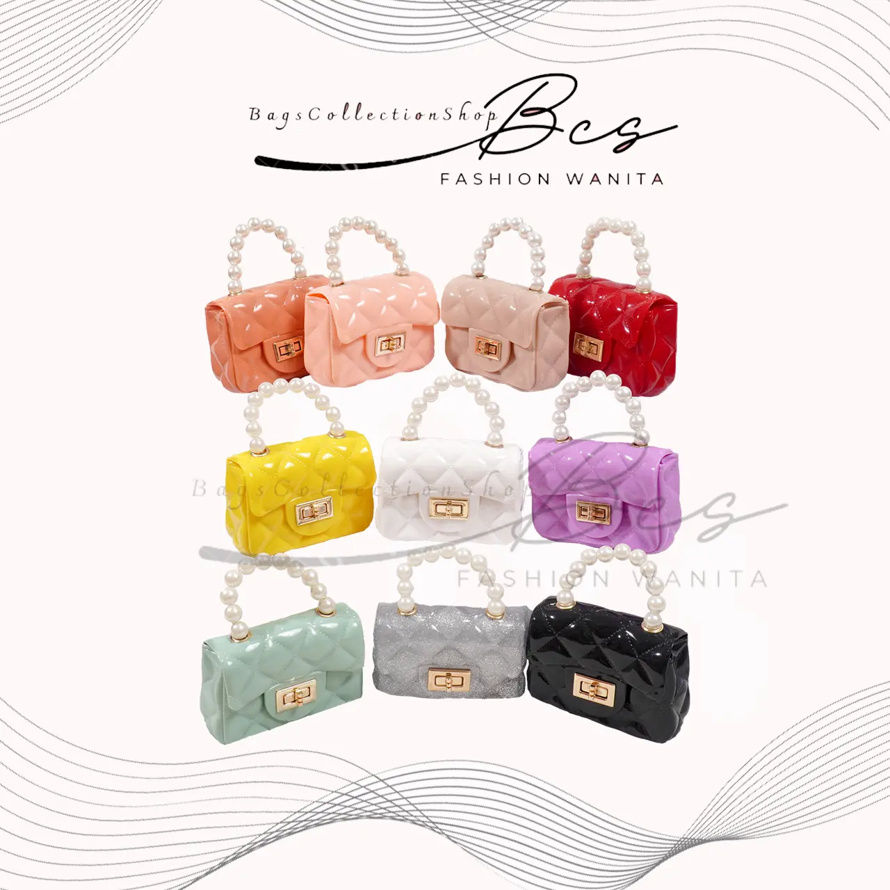 Tas Jelly Mini Pearl Polos Plastik Wanita