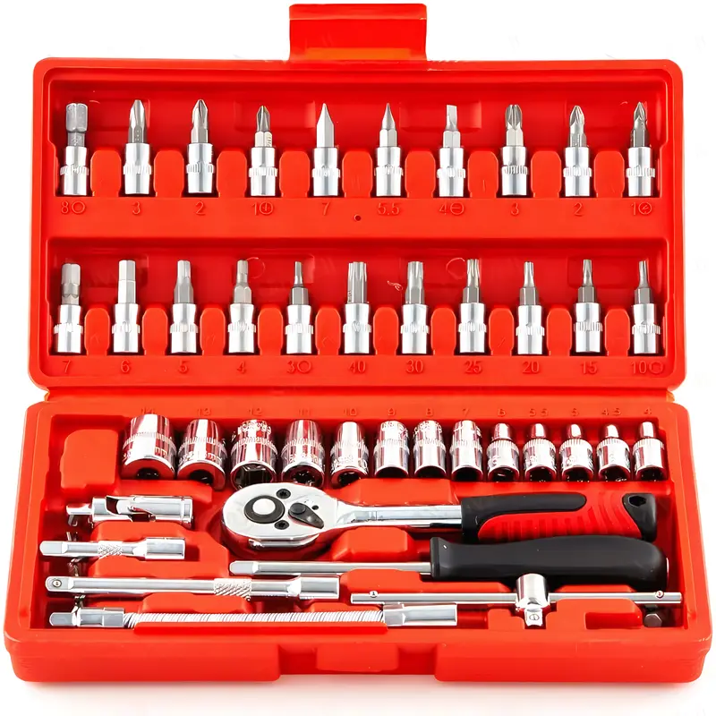 SHIIE Kunci Shock Sok Set 46 Pcs  Merek Tekiro 1/2DR 8-24mm 6pt Original Ready Kunci Shock Set Tekiro 6