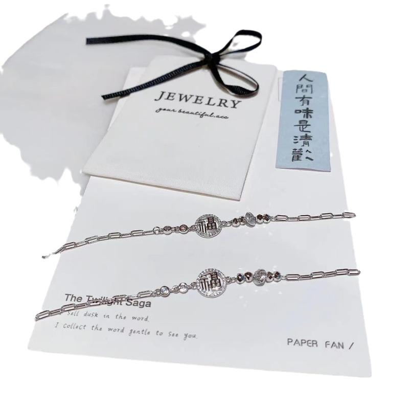 New S925 Silver Summer AMWAY round Diamond Broken Silver Lucky Bracelet Female Light Luxury Temperament All-Match Niche Bracelet 4
