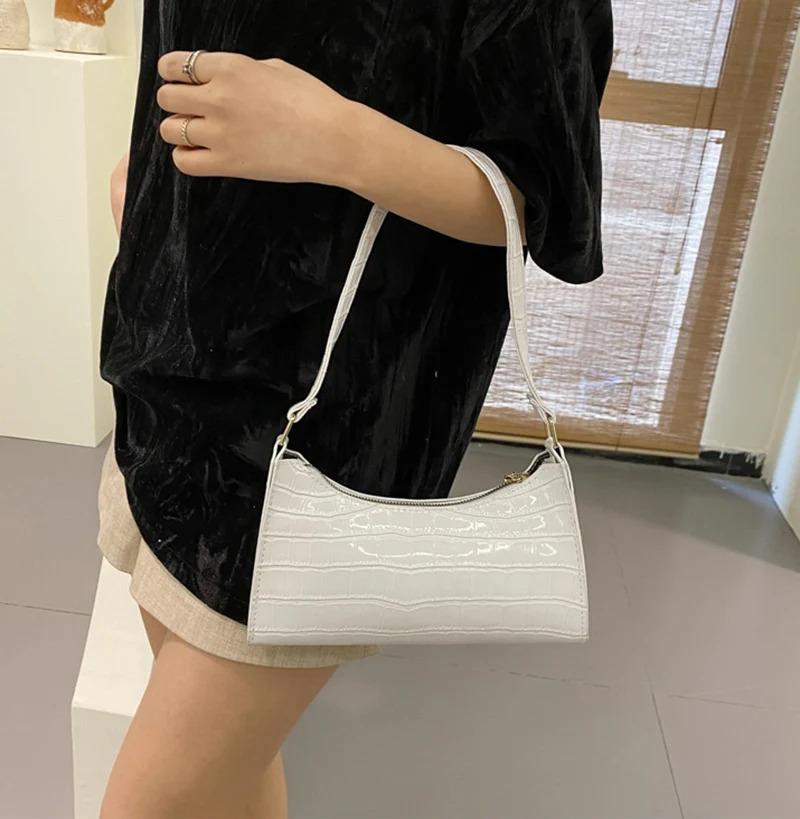 Product Introduction of Fashion PU Leather Bags for Women Alligator Pattern Armpit Handbag Female Small Underarm Messenger Bag Purse 4