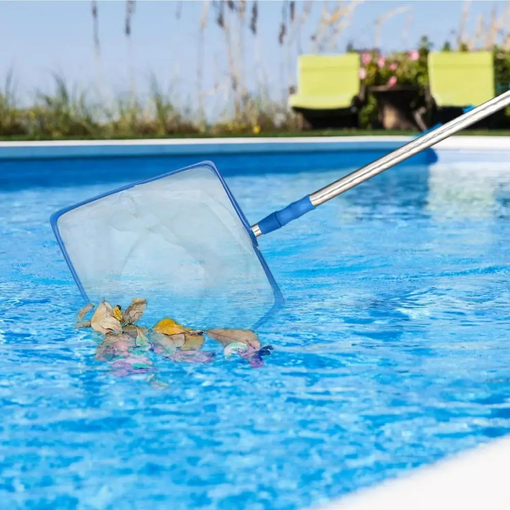 Pole Leaf Skimmer Swimming Pool Skimmer Net with 40" Telescopic Mesh Rake Net for Hot Spa Pond Swimming Pool Fast Cleaning Debris