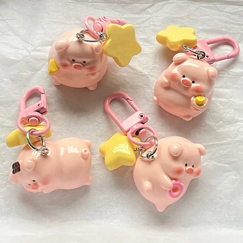Mặt Dây Chuyền Móc Chìa Khóa Hình Heo Hồng, Ba Chiều, Khóa Ngôi Sao Động Vật Dễ Thương, Mô Hình Lợn Nhỏ Dễ Thương, Móc Chìa Khóa, Thích Hợp Làm Quà Tặng Trẻ Em
