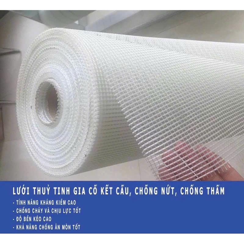 Product Introduction of Cuộn 50m Ngang 1m Lưới Sợi Thủy Tinh 5x5 hoặc 3x3 Gia Cường Chống Thấm Chống Nứt Loại 1 0