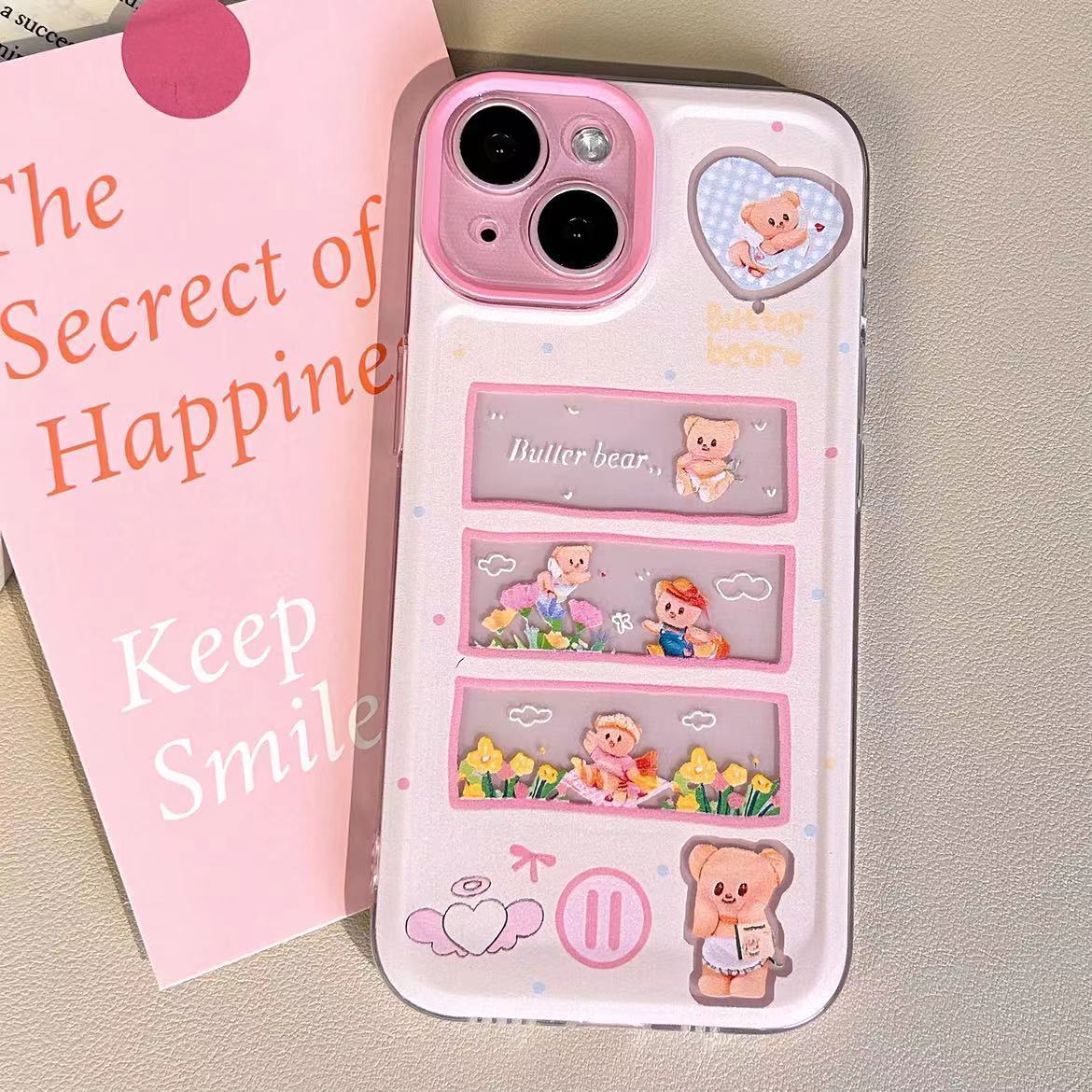 เคสโทรศัพท์หมีเนย, เข้ากันได้กับ APPLE/SAMSUNG/OPPO/VIVO/XIAOMI, iPhone 16e/15/14/13/12/11/X/8/7/SE,
