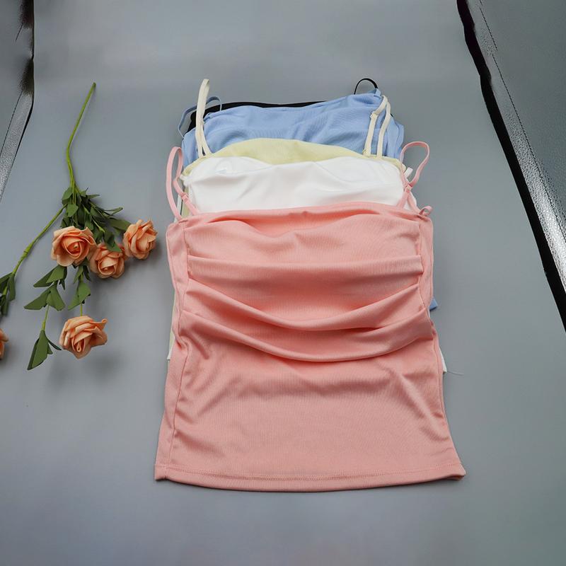 Product Introduction of Women's Pleated Suspender Vest with Chest Pad Tube Top Bottoming Top 8