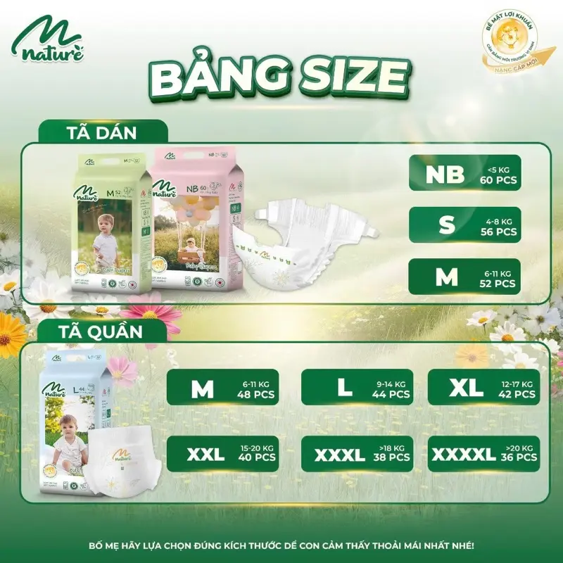 ￼Tã/Bỉm dán/quần Momo Nature mẫu mới NB60/S56/M52/M48/L44/XL42/XXL40/3XL38/4XL36 2