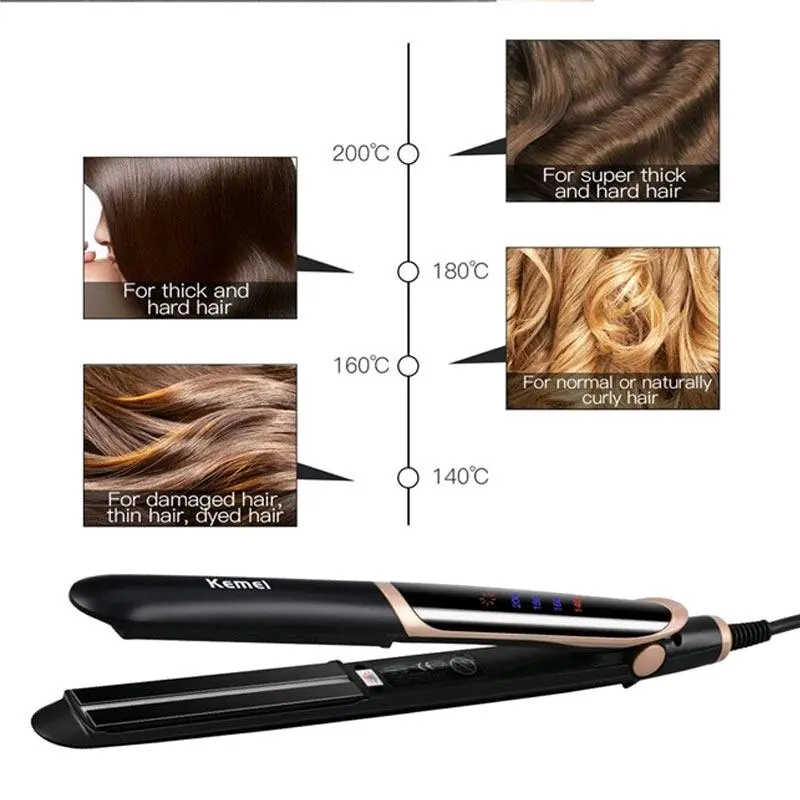 Catok Rambut 2in1 Infrared KM-2219 Lurus dan Curly black catokan straightener 4