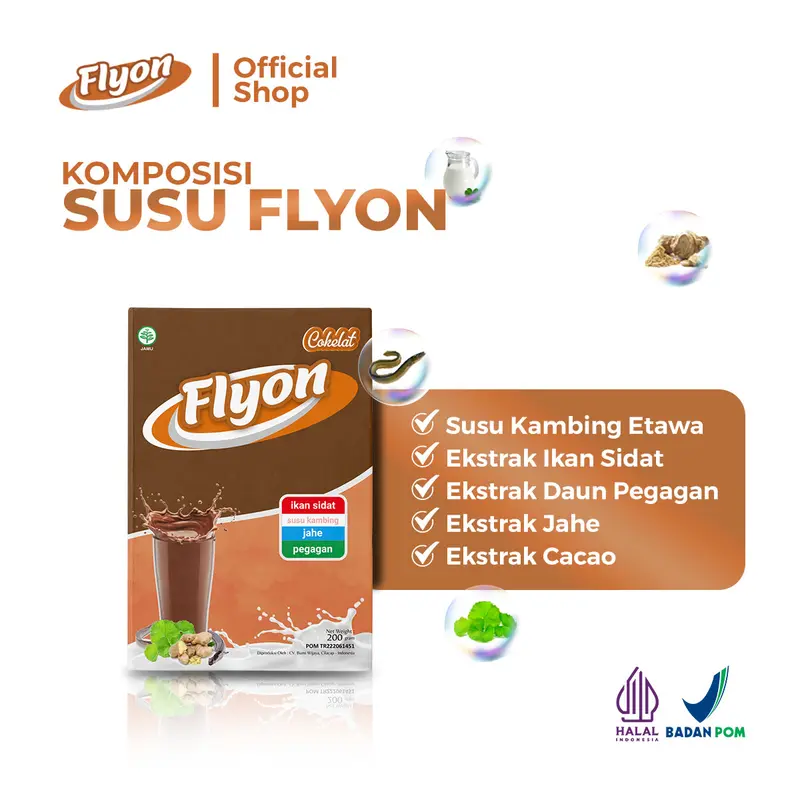 Susu Flyon Rasa Cokelat Penambah Nafsu Makan Tinggi Kalori & Protein 200gr 1