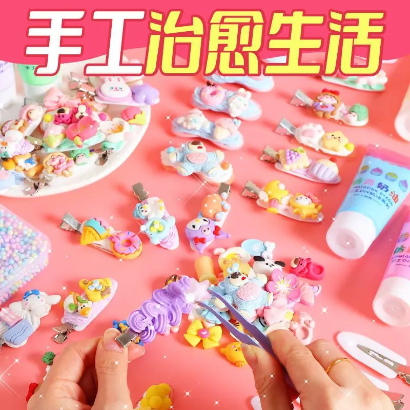 Túi Vật Liệu Kẹp Tóc Tự Làm Thủ Công Keo Kem, Kẹp Tóc Hoạt Hình Tự Làm Dễ Thương Cho Trẻ Em, Hộp Đựng, Túi Quà, Đồ Chơi, Năm 2025 3