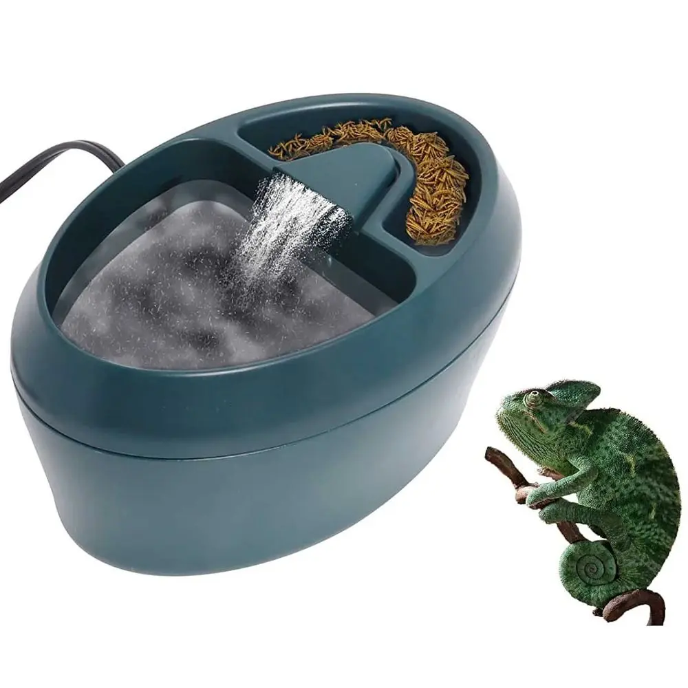 Turtle Water Feeding Bowl Double Layer Filtration Amphibian Drinking Fountain US Plug Mute Lizard Water Dripper Plastic Automatic Gecko