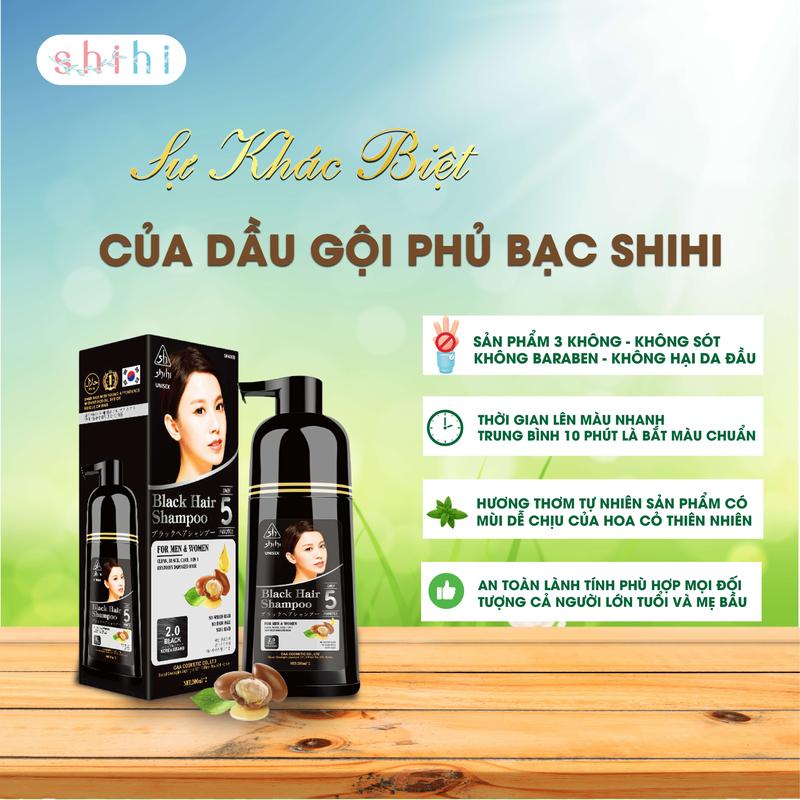 Dầu Gội Phủ Bạc Shihi Hàn Quốc, Phủ Bạc Đen Tóc, Nâu Tóc, 100% Thảo Dược Thiên Nhiên 400ml Đổi Màu Tóc Nhuộm Tóc Nữ Women thuốc nhuộm tại nhà tốt