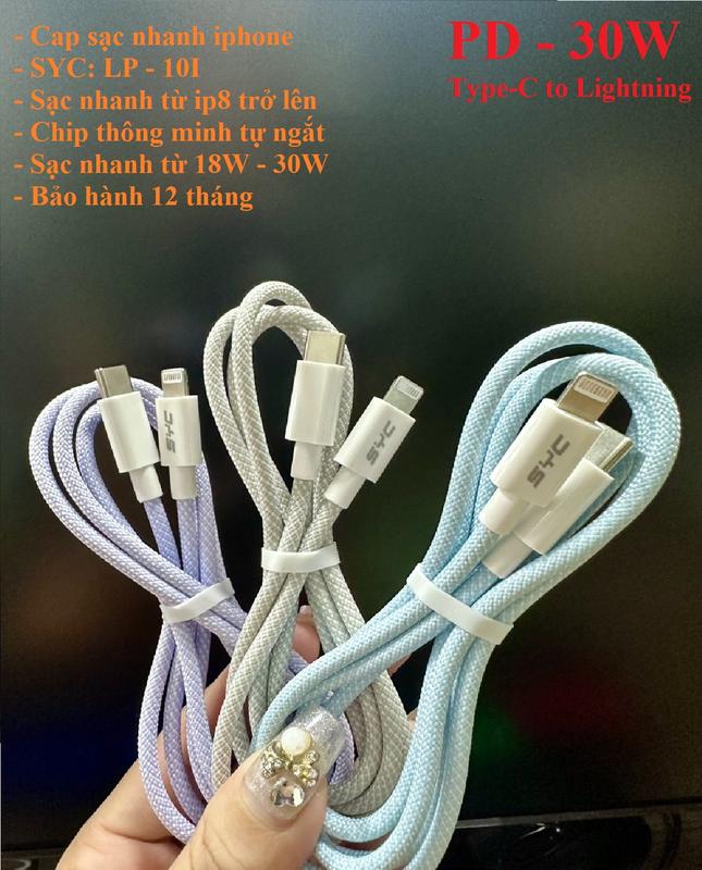 [ Chính hãng SYC] LP-10i - Cáp dù sạc nhanh 30w C to Lightning, hỗ trợ sạc nhanh cho iphone 8 trở lên / BH 12 tháng Phụ Kiện Sạc Điện Thoại capsacnhanh  20w