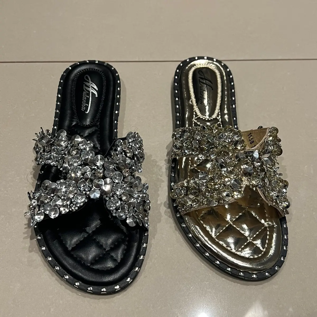 Diamante flat sandals