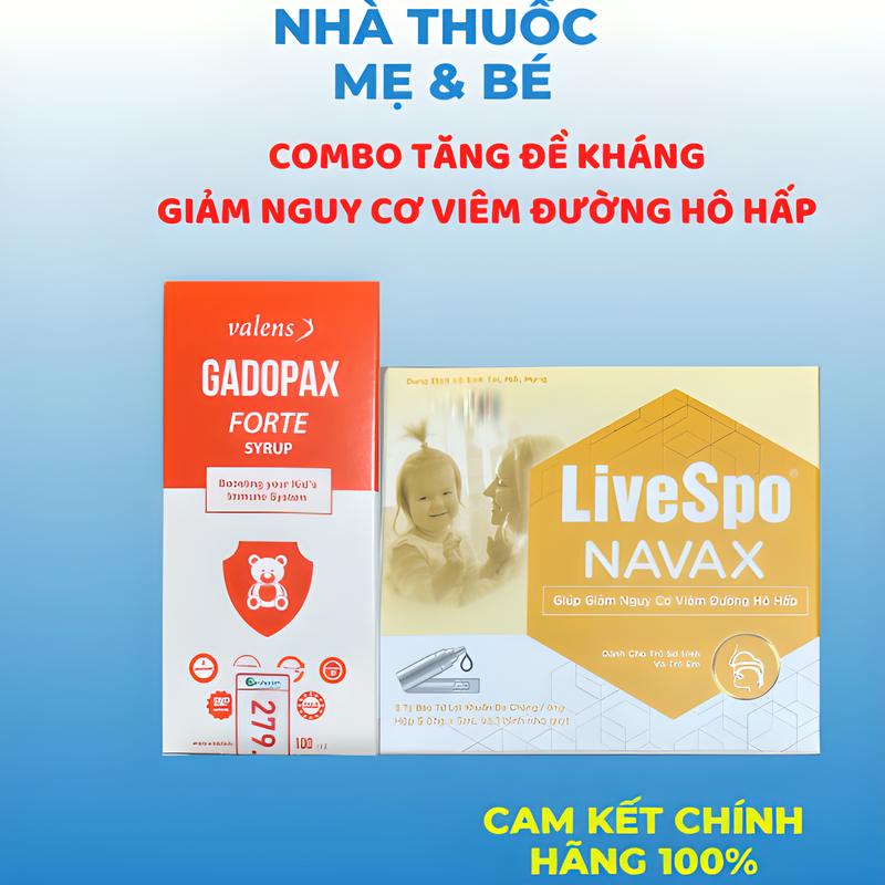 ( COMBO Ưu Đãi ) Gadopax Tăng Sức Đề  Kháng Cho Bé Lọ 100ml+ LiveSpo Navax Kids Hộp 5 ống x 5ml Bổ Sung Lợi Khuẩn  - Hàng Chính Hãng forte Men Vi Sinh
