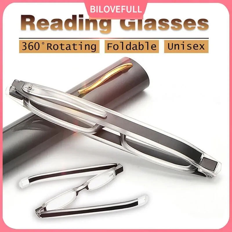 แว่นตาอ่านหนังสือ, วัสดุ TR90, หมุนได้ 360, แบบพกพา, พับได้, ป้องกันสีน้ำเงิน, Unisex, BILOVEFULL, พร้อมปากกาแขวน