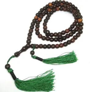 Tasbih Kayu Galih Asem 8mm 99butir Oleh² Haji Rumbai Hijau