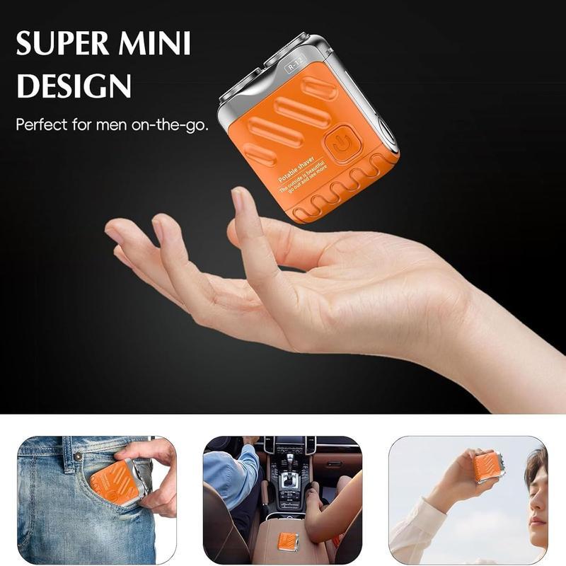 Product Introduction of Waterproof Electric Razor, 1 Box Portable Mini Electric Razor with Double Ring Blades, Wet and Dry Electric Shaver, Men's Grooming Tools, Comfort 8