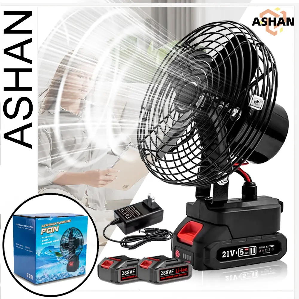 พัดลมแบตเตอรี่ไร้สาย 8นิ้ว พร้อมส่ง ความจุแบต 48V ใช้นาน 48ชม.   10 นิ้ว พัดลมพกพา