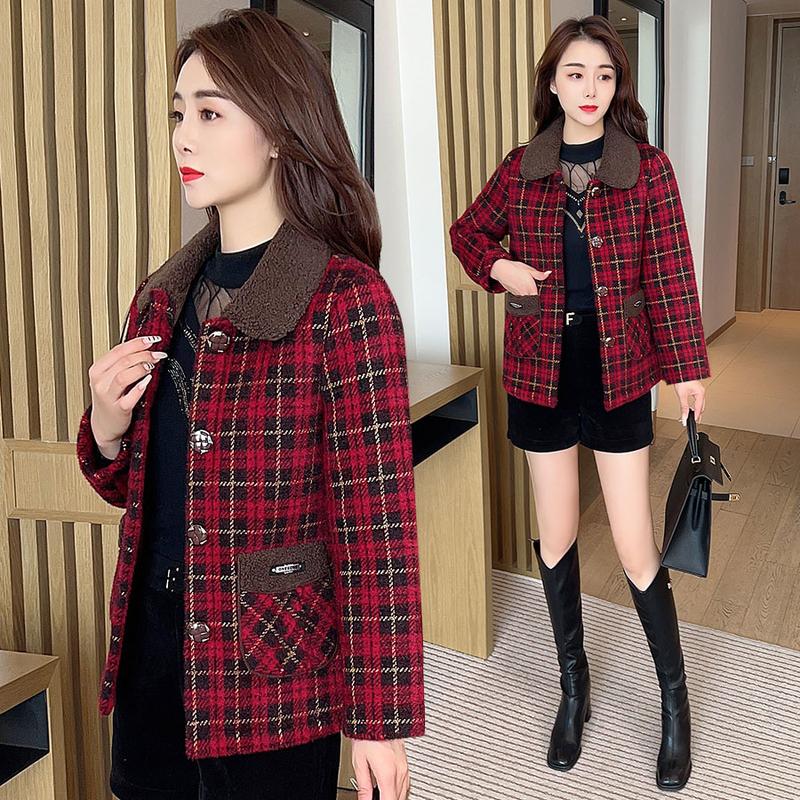 Product Introduction of Áo Khoác Len, Phong Cách Phương Tây, Họa Tiết Kẻ Sọc, Cổ Bẻ Áo, Thích Hợp Cho Mùa Thu Và Mùa Đông 1