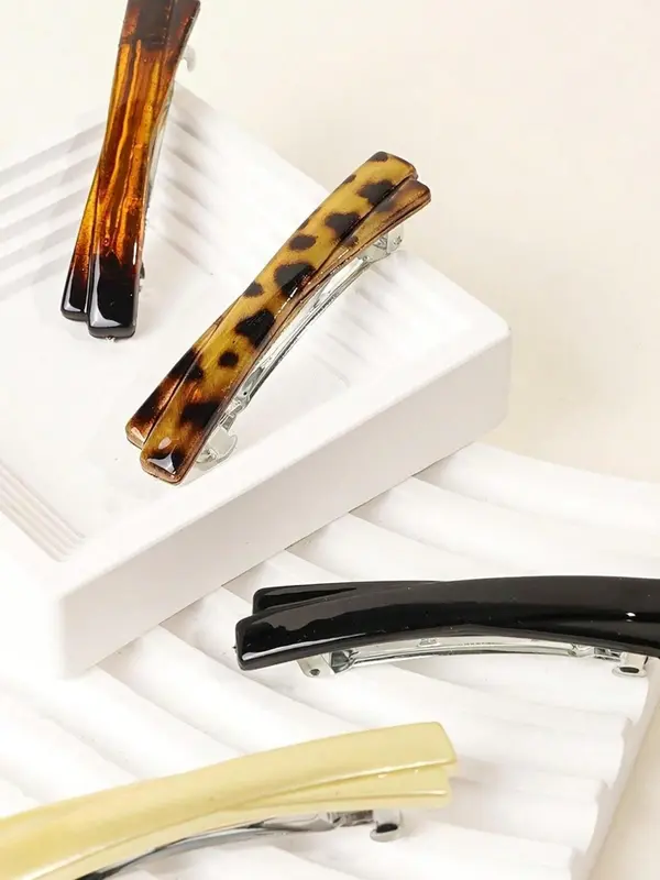 2025 New Style Leopard Pattern Hair Clip, Simple Style Plain Color Hair Clip, Fashion Hair Accessories for Women & Girls 5