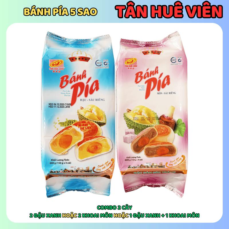 Bánh Pía Tân Huê Viên, Combo 2 Cây Bánh Pía 5 Sao Nhân Sầu Riêng Trứng Muối (Đậu Xanh / Khoai Môn), Đặc Sản Sóc Trăng