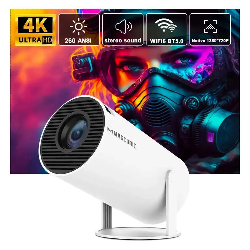 Máy Chiếu, Magcubic, 4K, Android 11, HY300 Pro, Wifi6, 260ANSI, Allwinner H713, BT5.0, 1080P và 1280 * 720P, Máy chiếu ngoài trời Rạp chiếu phim, Cầm Tay