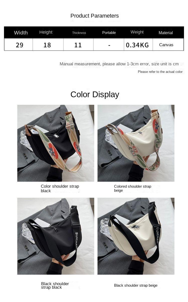 Product Introduction of Ethnic Style Messenger Bag Underarm Bag Selenodont Bag Dumpling Bag Large Capacity Japanese and Korean Style 2024 New Casual 0