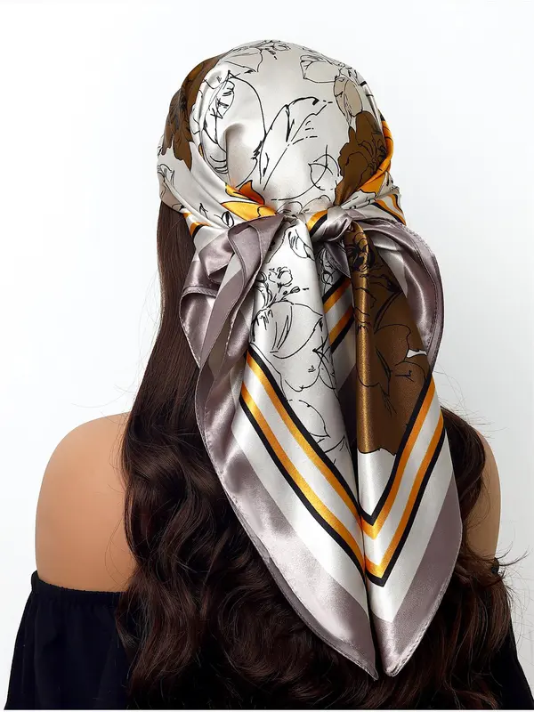 Floral Print Head Scarf, Fashionable Soft Comfortable Shawl for Daily Wear, Casual Versatile Scarf for Women & Men 2