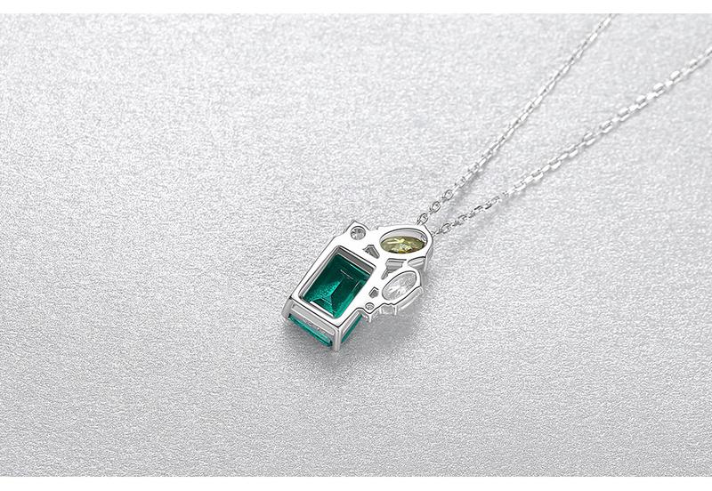 Product Introduction of European and American Style Necklace S925 Silver Pendant Women's Cross Car Chain Emerald Fashion Elegant Jewelry 3