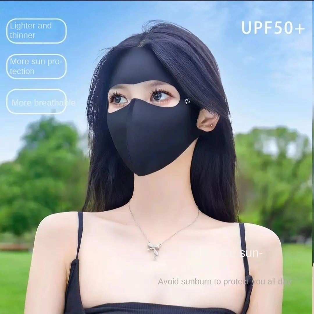 New Full Face Sunscreen Mask for Women in Summer, UV resistant Ice Silk Lightweight and Breathable Eye Protection Mask