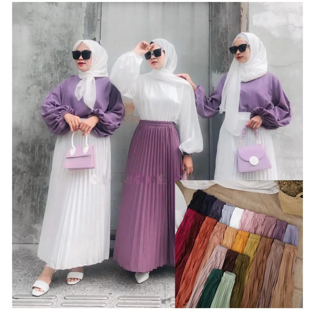 PLISKED Skirt Priscette PLETED Plain REMPEL SKIRT ABG FLARE SKIRT G FLOWY