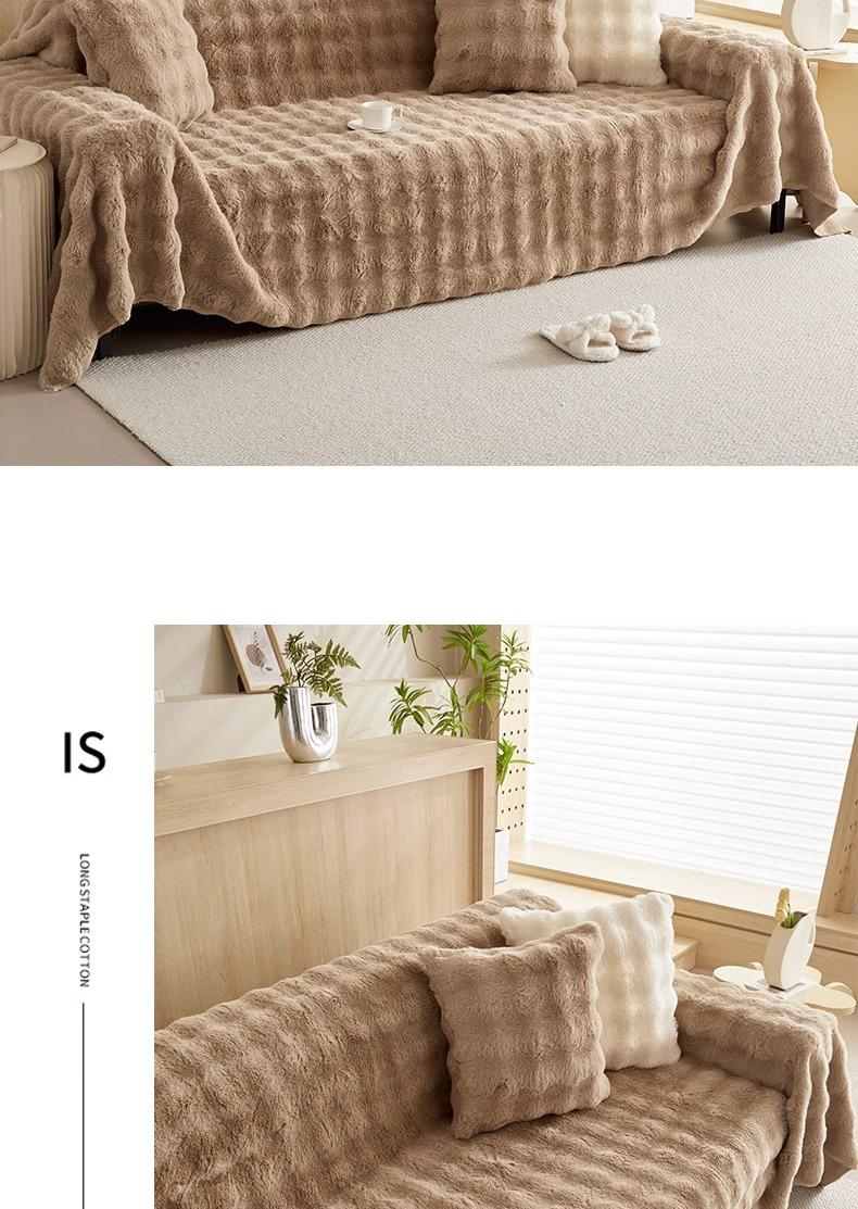 Product Introduction of High-end Winter Thickened Rabbit Fur Sofa Cover Sofa Slipcover Full Wrap Autumn Winter Universal Sofa Cover Wholesale 29