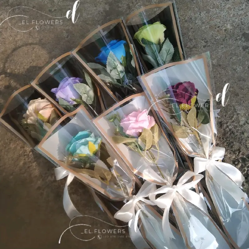 single rose | buket 1 tangkai bunga mawar cocok untuk hadiah valentine , hari guru , hari ibu , ulang tahun , mawar artificial Dekorasi Berwarna Mawar 0